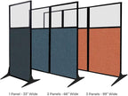Versare Office Workstation Screen | Portable Wall Divider | Modern Cubicle | Freestanding Privacy Screen | Flexible Work Space | 1 Panel | 33" Wide x 70" Tall Marble Gray SoundSorb Panels with Window