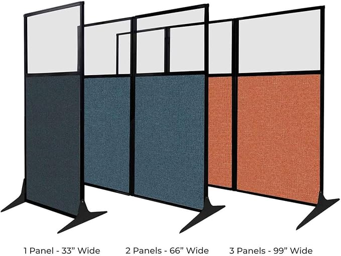 Versare Office Workstation Screen | Portable Wall Divider | Modern Cubicle | Freestanding Privacy Screen | Flexible Work Space | 2 Panels | 66" Wide x 70" Tall Blue SoundSorb Panels