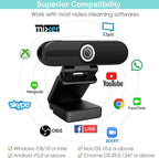 UHD 4K Webcam with Microphone: 8MP USB Computer Web Camera with Privacy Shutter and Tripod, External Webcam Pro Streaming Webcams PC Cam w/Mic Noise Reduction for Winsdows Mac OS Desktop Laptop