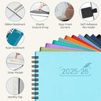 BEZEND Planner 2025-2026 Weekly and Monthly, 5.8" x 8.5" Academic Calendar (Jul 25-Dec 26) Vertical Daily Appointment with Hourly Timeslot & Monthly Tab, Spiral, PU Leather Softcover - Mint Green