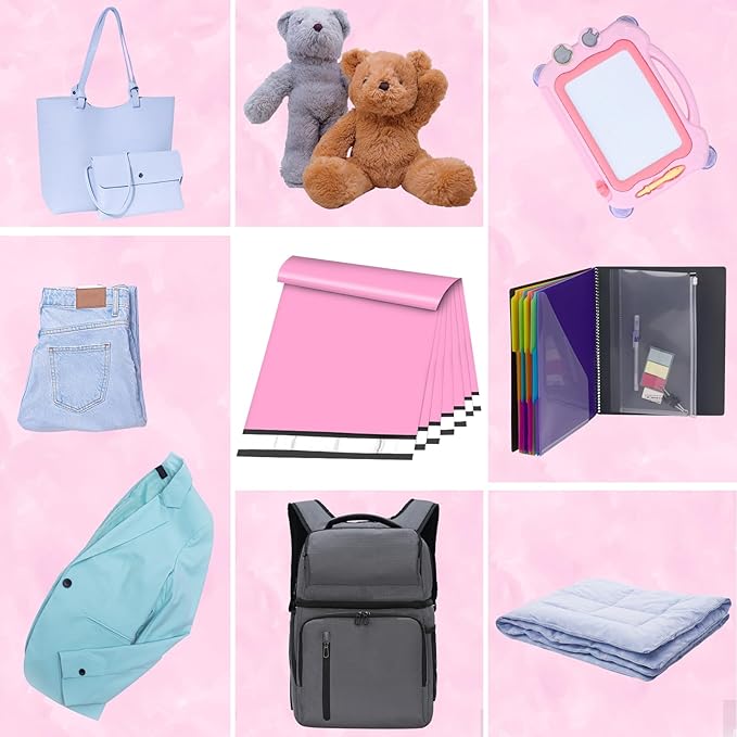 Large Poly Mailers 19x24 Inch 100 Pack, Shipping Bags for Clothing with Self-Sealing Tear-Resistant, Waterproof Poly Bags, Mailing Envelopes for Small Business (Pink)