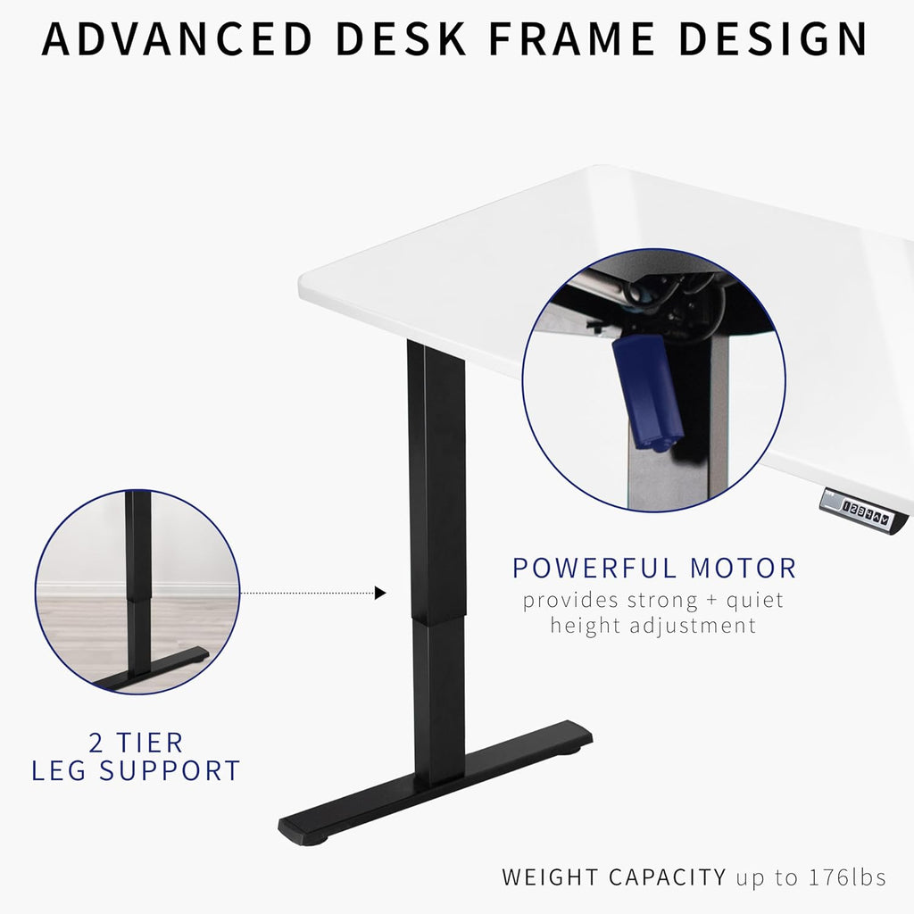 VIVO Electric Dry Erase 60 x 24 in Standing Desk, Memory Height Adjustment, 1B Series, Whiteboard Top White Frame, DESK-KIT-1W6WE