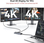 HODO USB C Docking Station Dual Monitor Adapter for Dell HP, Laptop Docking Station 3 Monitors Quad Display USB C Hub Dongle to 2 HDMI 4K,DP 8K,VGA,4 USB,PD, Thunderbolt Dock Type C Adapter for Lenovo