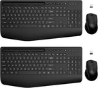 Wireless Keyboard and Mouse Combo 2 Pack - Full-Sized Ergonomic Keyboard with Wrist Rest, Phone Holder, Sleep Mode, Silent 2.4GHz Cordless Keyboard Mouse Combo for Computer, Laptop, PC, Mac, Windows