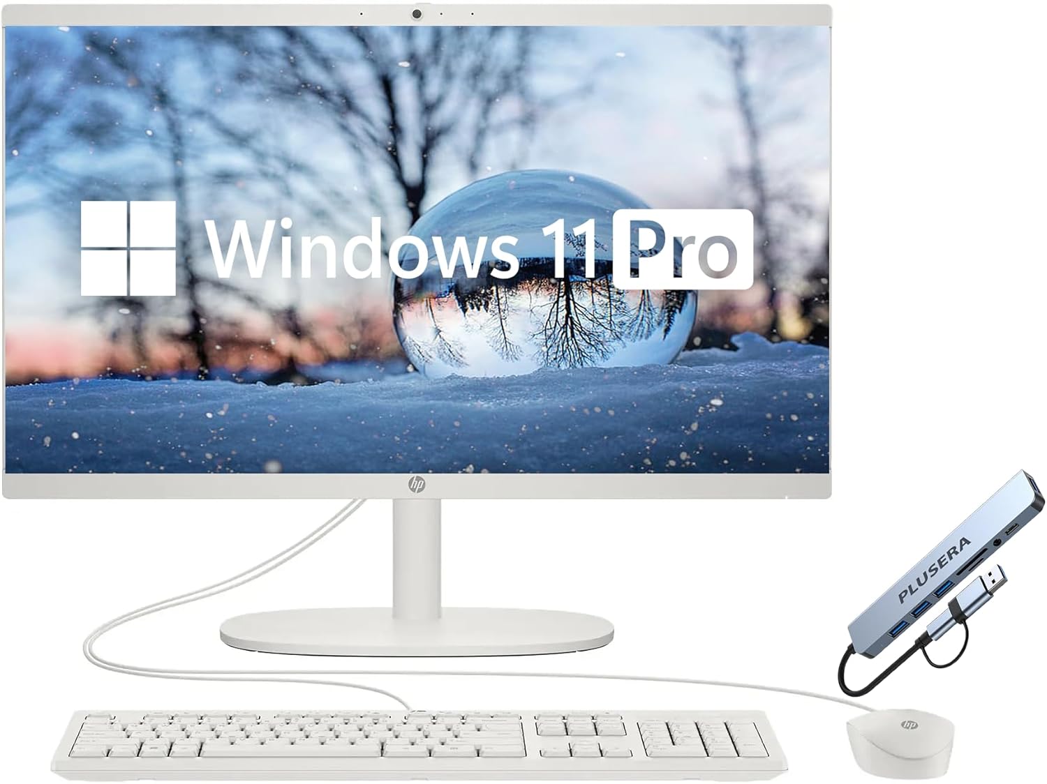 HP 21.5" FHD All-in-One Desktop Computer, 64GB RAM 2.5TB Storage (2TB SSD+512GB Docking Station Set), Dual-Core Intel Celeron, Windows 11 Pro with Microsoft Office Home & Business Included, Snow White