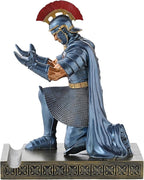Roman Praetorian Prefect Warrior Knight Pen Holder Desk Ornament Resin Praetorian Guard Mobile Phone Stand Desk Accessories and Organizer for Office with a Letter Opener (Blue)