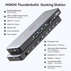 MOKiN Thunderbolt 4 Dock - 16 Ports, USB C Docking Station 3 Monitors for Laptop with 2*Thunderbolt 4 Port, 96W Charger, 2.5Gbps Ethernet for Dell, HP, Lenovo, MacBook（Intel Thunderbolt™ Certified）