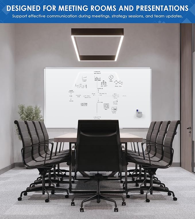 SWANCROWN Large Magnetic White Board, Dry Erase Board 72 x 40 Inches with Thick Aluminum Frame, Large Dry Erase Board for Wall Built-in Magnetic Pen Holder & Long Marker Tray for Conference Room