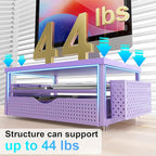 gianotter Wood Monitor Stand Riser, Desk Organizer with Drawer and 2 Pen Holders, 2-Tier Workspace Organizer for Office Supplies (Purple Wood)