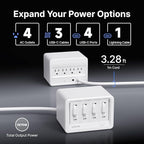 12-in-1 Desktop Charging Station with 3 Retractable Type-C Chargers and 1 Lightning Charger, 40W USB-C Power Strip with 31.5in Cable, Extension Cord with 1020J Surge Protection for Home Office