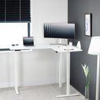 VIVO Electric Corner L-Shaped 63 x 47 in Standing Desk, Memory Height Adjustment, White Top White Frame, DESK-E3CTW-47