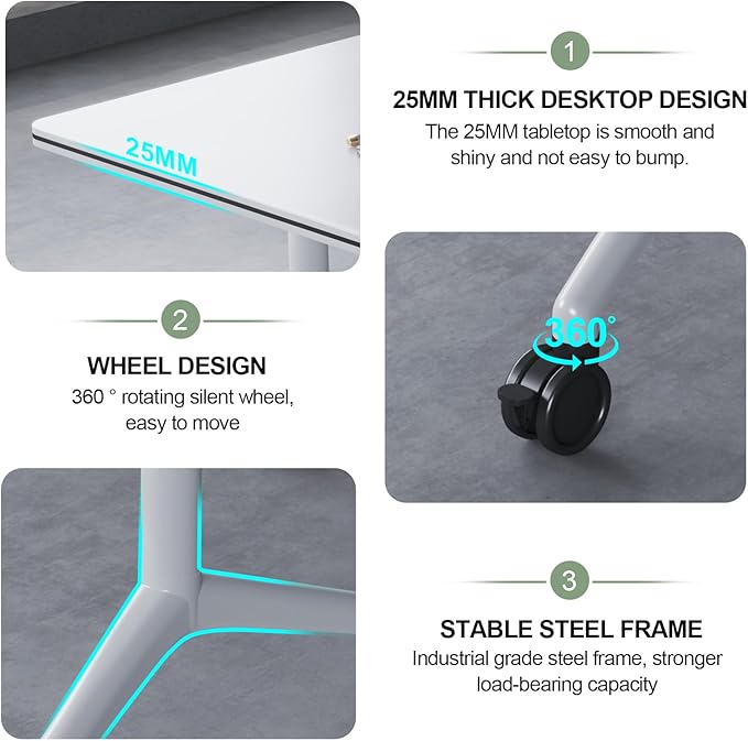 Conference Table,Folding Conference Room Tables Portable Rolling Conference Training Table with Silent Wheels,Mobile Meetings Flip Top Tables for Offices Classrooms Meeting Room (4Pack 61in)