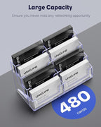 Uniclife Acrylic Business Card Holder for Desk 8 Slots Clear Business Card Display Stand for Men & Women Desktop Business Card Organizer Card Stand for Office Home Exhibition, 480 Card Capacity
