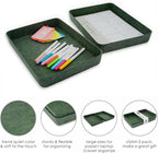 Welaxy 2-piece Office desk drawer organizer tray letter-size documents paper book file Folder Holder storage bins (Forest Green)