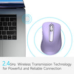 memzuoix 2.4G Wireless Mouse, 1400 DPI Computer Mice with USB Receiver, Portable Wireless USB Mouse Battery Powered Cordless Mice for Laptop, PC, Desktop, 5 Buttons (Lilac)