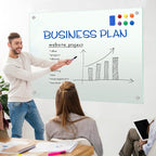 H-Qprobd Glass Whiteboard 60"x40" Magnetic Dry Erase White Board for Wall, Includes 12 Magnets, 8 Markers and 2 Erasers