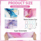 Jumbo Stretchable Book Covers 12PCS Reusable Fabric Book Cover with Label 9x11in Marble Print Protective Sleeve for Hardcover Book Textbook Cover for School Fits Most Book Sizes Up to 10x12.5in