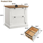 OKD Farmhouse File Cabinet with 2 Drawers, 30" Lateral Filing Cabinet with Hanging File Folders, Interlocking Drawers, Wood Rustic Storage Cabinet for Home Office, Living Room, Antique White