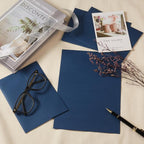 Wishop 50 Pack Self-Adhesive Envelopes with Fold Cards for Wedding Invitations, Greeting Cards, Baby Shower, Letter Mailing (Navy Blue, 5x7)