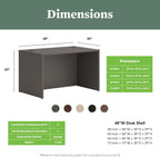 HON MOD Executive Desk 48-Inch Large Computer Desk Shell, Thick Wooden Laminate, Modern Table with Cord Management, 48" W x 30" D x 29" H, Slate Teak