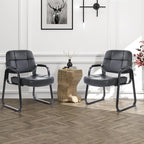CLATINA Big & Tall Waiting Room Guest Chair with Bonded Leather Padded Arm Rest and Sled Base for Office Reception Lobby and Conference Desk, Black(8 Pack)