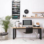 EASEPRES 10 Pocket Mesh Hanging Wall File Organizer, Wall Mounted Mail Paper Document Folder Holder, Clipboard Storage Organization Magazine Rack with Nametag Label for Office Home School, Black