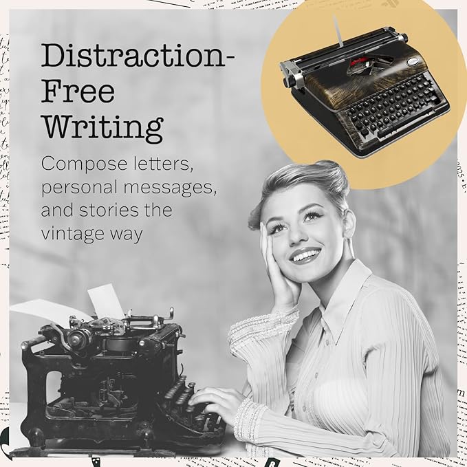 Maplefield Vintage Manual Typewriter - Bronze, Fits Standard 8 x 11 in Sheets - Antique-Style Functional Retro Portable Design & Easy Setup for Home & Office Decor