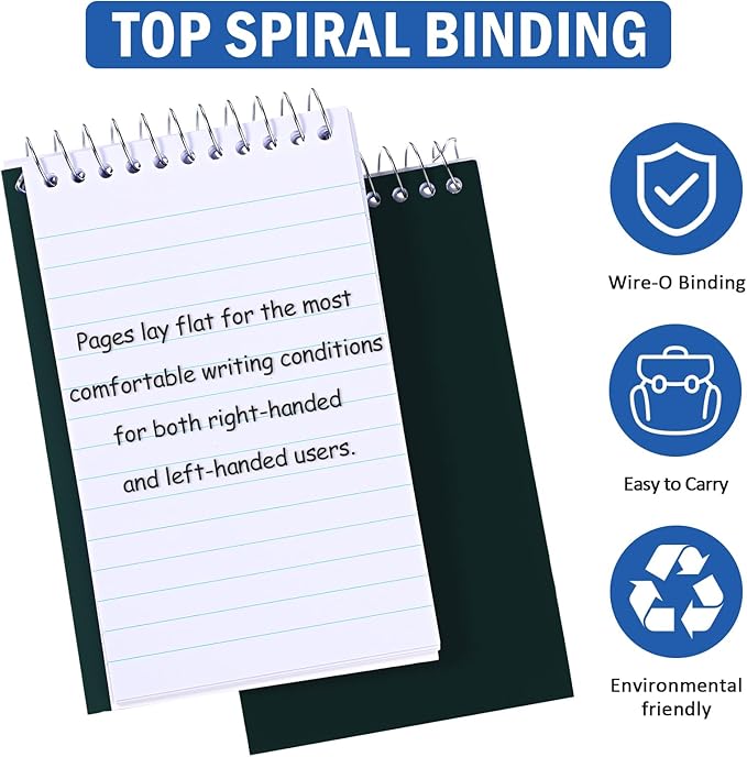 Teling 50 Pieces Spiral Memo Pads Bulk 3 x 5 Inch Small Note Pads Top Bound Lined College Ruled Paper Mini Notepad Pocket Spiral Notebooks for School Office Home Supplies, 75 Sheets (Dark Colors)