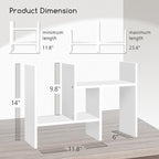 Jerry & Maggie Desktop Organizer Office Storage Rack Adjustable Wood Display Shelf Free Style Double H, Multi-Functional Mini Bookshelf for Desk Natural Stand (White)