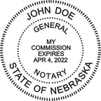 Round Notary Stamp for State of Nebraska- Self Inking Stamp - Top Brand Unit with Bottom Locking Cover for Longer Lasting Stamp - 5 Year Warranty