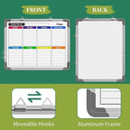 Dry Erase Calendar Whiteboard for Wall, Polegas 16" X 12" Magnetic White Board Board, Small Wall Monthly Double Sided Boards Student, Home, Office (Red)