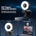 papalook 4K Autofocus Webcam with Light, UHD Web Camera with Remote Control and Dual Noise-Cancelling Mics, Plug and Play USB Webcams for PC Laptop Zoom Skype Teams Google Meet