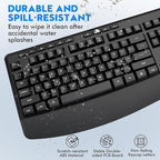 Wireless Keyboard and Mouse Combo, E-YOOSO 2.4GHz Full Sized Ergonomic Wireless Keyboard with Wrist Rest, 3 DPI Adjustable and 6 Buttons Cordless USB Mouse for Computer, Laptop, PC, Windows (Black)