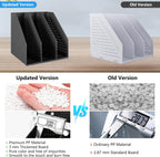 SAYEEC 1Pcs Collapsible Plastic Magazine File Holder Vertical Binder Storage Organizer for Desk Sturdy Upright Desktop Magazine Organizer Folder Rack for Office School Home (3 Compartments, Black)