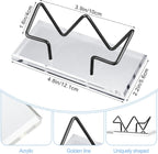 Amyhill 2 Pieces Acrylic Business Card Holder for Desk Clear Horizontal Business Card Display Stand Postcard Holder for Office Home Desktop (Black)
