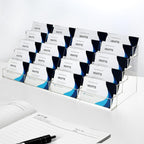 20 Slots Acrylic Business Card Holder for Desk Business Card Stand Clear Plastic Multiple Cards Display Stand Rack for Office Supplies Home School Brochure File Table Recipe