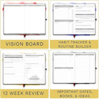 The Phoenix Journal - Best Daily Goal Planner, Organizer, & Calendar for Goal Setting, Gratitude, Happiness, & Productivity - Vision Board & Habit Tracking - 12 Weeks, Undated, Hardcover (Purple)