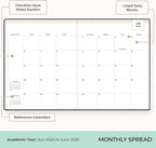 Blue Sky Day Designer 2025-2026 Academic Year Weekly and Monthly Planner Calendar, July 2025 - June 2026, 12-Month, 8" x 10", Faux Leather Cover, Bookbound, Black