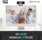 Adesso 4K HDR Ultra HD USB Webcam CyberTrack 6S Camera for PC Laptop Adjustable Angle Field of View Built-in Noise Cancellation Microphone