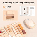 MOFII Wireless Keyboard and Mouse Combo, Cute Full Size Retro Typewriter Keyboard and Wireless Mouse, 2.4GHz Set for PC/Desktop/Laptop/Windows (Yellow Colorful)