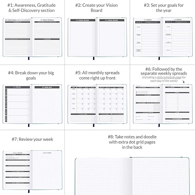 Clever Fox Daily Planner – Undated Planning Notebook with Hourly Schedule & To-Do List – Personal Day Task & Work Organizer, 6 Months (Emerald)