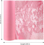 JAPCHET 15 In x 328 Ft Pink Honeycomb Packing Paper, Honeycomb Paper with Sticker Labels and 10 m Rope Honeycomb Wrap Roll for Packaging and Shipping