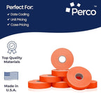 Perco Red Pricing Labels for Monarch 1136 Price Gun - Case of 8 Sleeves, 112,000 Pricemarking Labels Value Pack - with Bonus Ink Rolls Included