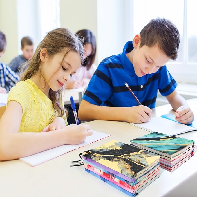 Book Covers – 9 Pack Jumbo Stretchable Book Covers, Reusable & Washable Fabric Book Sleeves for Hardcover & Paperback Textbooks up to 9 x 11 in, Marble Pattern, Back to School Supplies