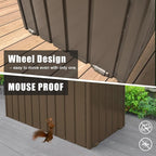 Domi Outdoor Deck Box 100 Gallon, Waterproof Lockable Steel Outdoor Storage Container for Outside Cushions, Garden Tools and Pools Equipment (Dark Brown)