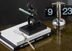 Roman Praetorian Warrior Knight Pen Holder Desk Ornament Resin Pencil Holder Desk Accessories and Organizer For Office with a Letter Opener (Black)