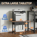 22"x15" Large Printer Stand with Storage Drawer, 2-Tier Under Desk Printer Table for Home Office, Printer Cart fit Fax Machine/3D Printer/Scanner(Gray)