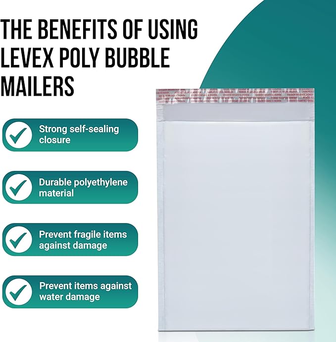 Levex - #0000 4" x 6" [150 Pack] Poly Bubble Mailers, Padded Envelope Mailers, Packing Envelope & Mailing Bags for Shipping