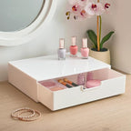 STORi STAX Plastic Stackable Organizer Drawer in Solid Cloud White | 12.5-inches Wide | Organize Office Desk Accessories and Sort Letter-Size Paper | Made in USA