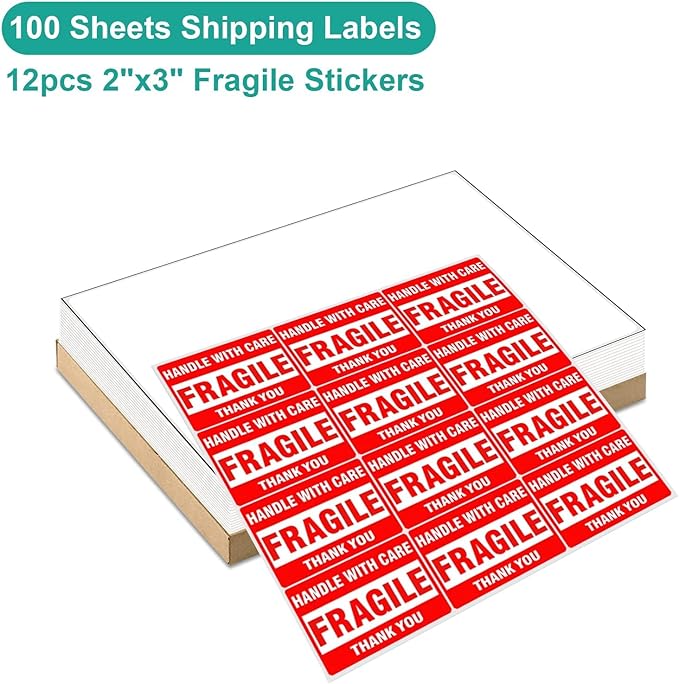 MFLABEL Full Sheet Sticker Label, Address Sticker, White Matte Label Paper, 8-1/2" x 11" Shipping Labels for Laser & Inkjet Printer (1200 Labels, 1200 Sheets)
